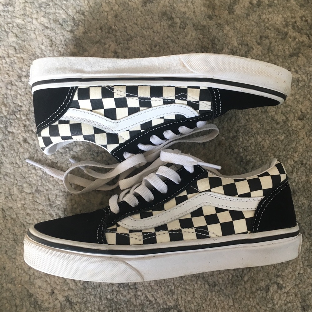 VANS Kids Checkered Blk/Wht Old Skool EUC Sz 2